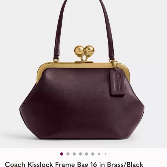 Coach Handbags - Coach Kisslock Frame Bag in Dark Purple and Brass